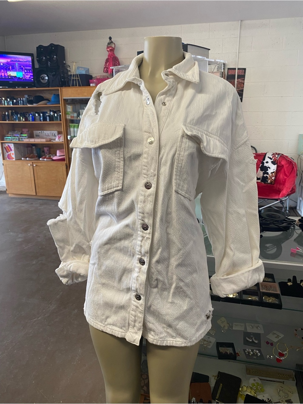 White Button-Up Utility Jacket